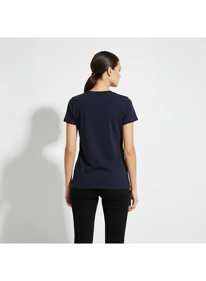 لعب البولو تيشيرت نسائي برسومات - كحلي